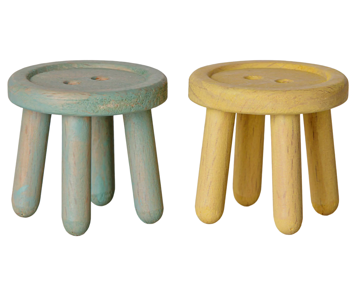 Maileg Mouse Stool Set - Mint/Yellow
