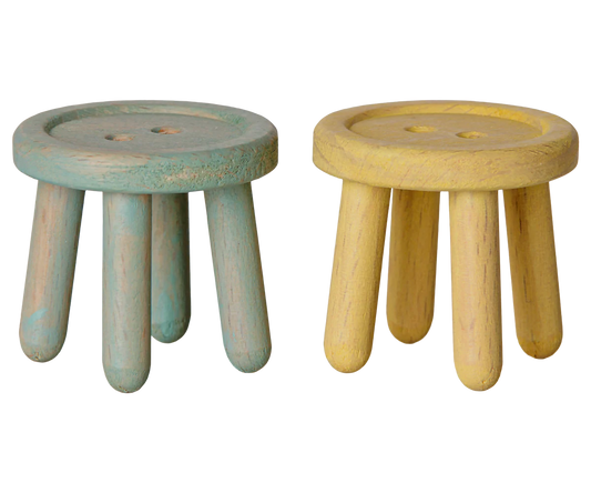 Maileg Mouse Stool Set - Mint/Yellow