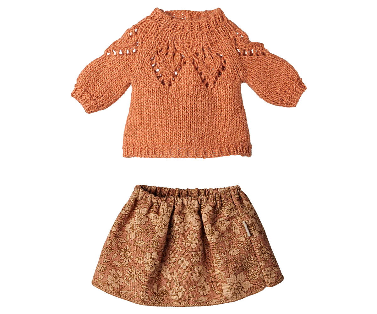 Maileg Skirt & Sweater - Medium Mouse