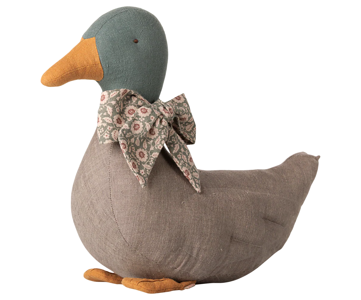 Maileg Duck with Bow - Gray