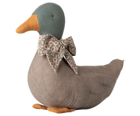 Maileg Duck with Bow - Gray