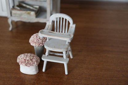 1/12 Shabby Brocante Gray Highchair Miniature