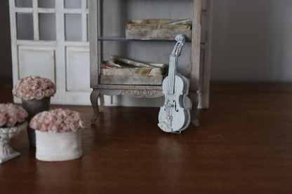 1/12 Dollhouse Blue Violin Brocante Decor